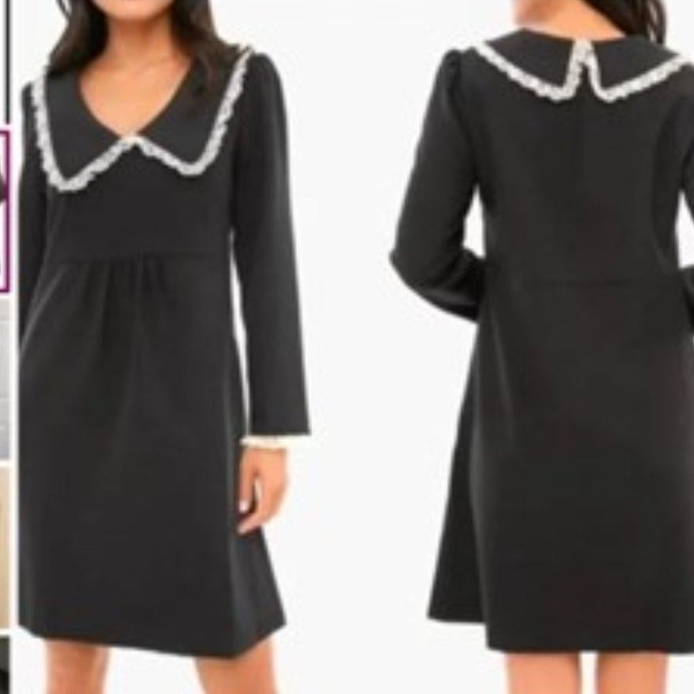 Tuckernuck Black Long Sleeve Dress with White Trim